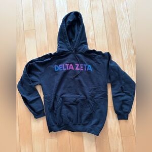 Gildan Delta Zeta retro print Black Hoodie with Colorful Print